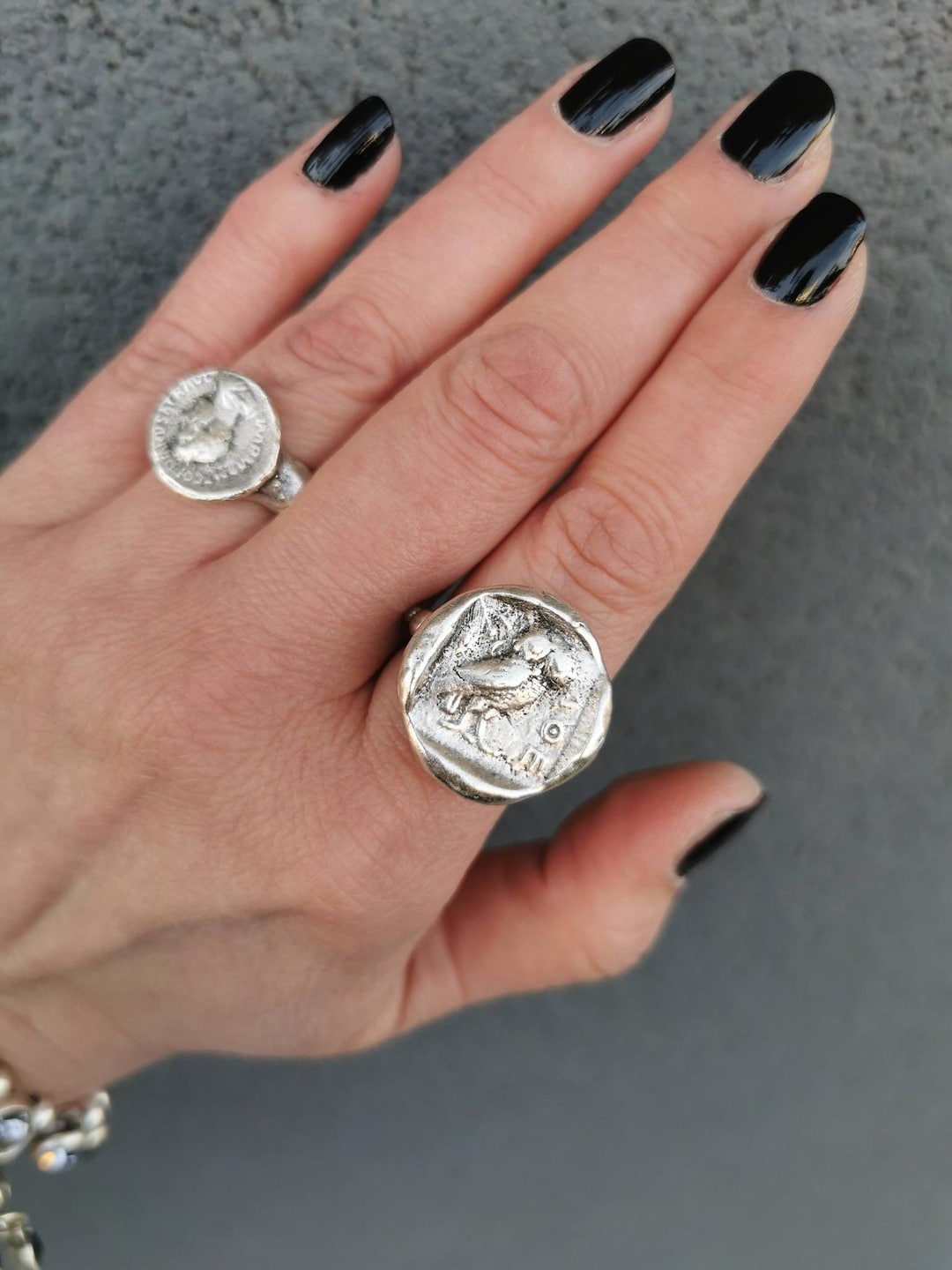 Coin Ring Set, Silver Plated Ancient Greek and Roman Coin Replica ...