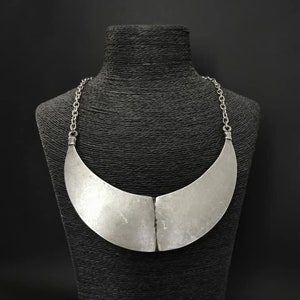 Silver Plated Berber Torque Style Statement Collar Necklace, Bohemian Chunky Bib Necklace, Ethnic Jewelry