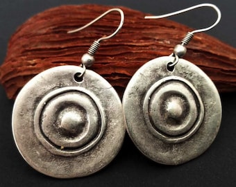 Versilberte Tribal Ohrringe, Boho Ohrringe