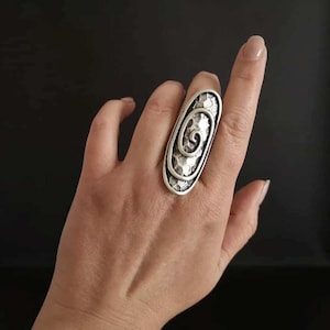 Boho Silver Modernist Ring | Silver Statement Ring | Ethnic Ring | Spiral Ring | Boho Ethnic Jewelry