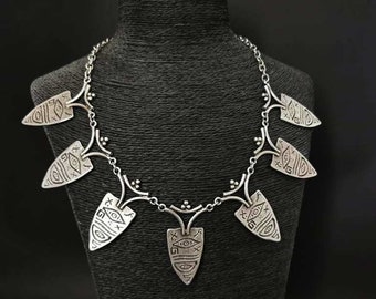 Silver Plated Kuchi Necklace: Afghan Tribal Bib Jewelry