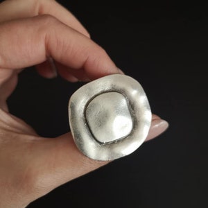 Antique Silver Plated Statement Ring, Adjustable Ring, Boho Chic Square Shape Ring, Ethnic Jewelry