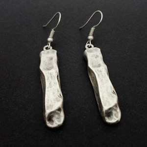 Antique Silver Plated Bar Earrings, Boho Chic Drop Earrings, Silver Tribal Earrings, Ethnic Stylish Bar Earrings, Bohemian Earrings