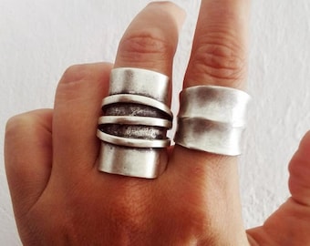 Boho zilveren modernistische ring | Zilveren statementring | Etnische ring | Anello | Verzilverde ring | Abstracte ring | Boho etnische sieraden