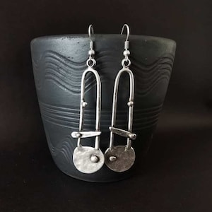 Ethnic Antique Silver Plated Statement Earrings, Tribal Dangle Earrings, Boho Jewelry, Chunky Earrings CZ26