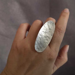 Antique Silver Plated Statement Oval Shape Ring, Adjustable Ring, Boho Chic Ring, Ethnic Jewelry