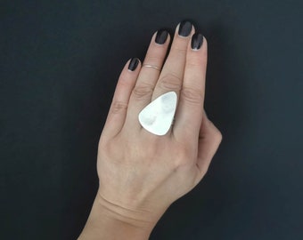 Boho Antik Silverpläterad Triangel Statement Ring, Snygg Fin Justerbar Ring, Abstrakta Smycken