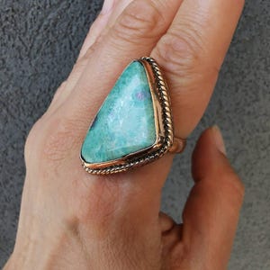 Copper Ruby Zoisite Ring Adjustable Triangle Gemstone Statement Boho Earthy Jewelry image 10