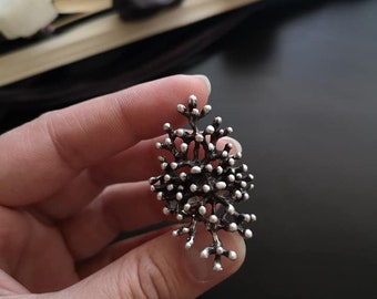 Antique Silver Plated Coral Branch Ring: Adjustable Ocean Inspired Statement Ring