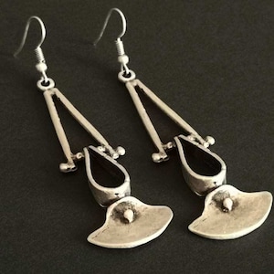 Ethnic Antique Silver, Matte Gold Plated Dangle Earrings, Tribal Earrings, Bohemian African Inspired Earrings, Boho Jewellery