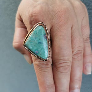 Copper Ruby Zoisite Ring Adjustable Triangle Gemstone Statement Boho Earthy Jewelry image 12