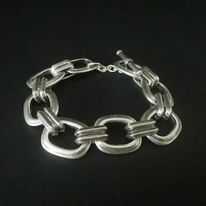 Silver Plated Chunky Chain Bracelet, Women&#39;s Rock Style Minimalist Contemporary Jewelley