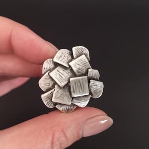 Antique Silver Plated Statement Ring, Adjustable Ring, Boho Chic Square Shape Ring, Ethnic Jewelry