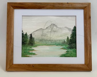 ミニチュア水彩画の山の風景 – 手描きの小さなアート - Etsy 日本