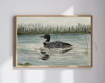 Watercolor Loon Print | Lake House Wall Art