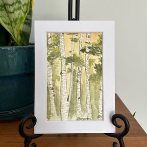 ORIGINAL Watercolor Painting - &quot;Sunrise through the birch trees&quot; by LBergeron