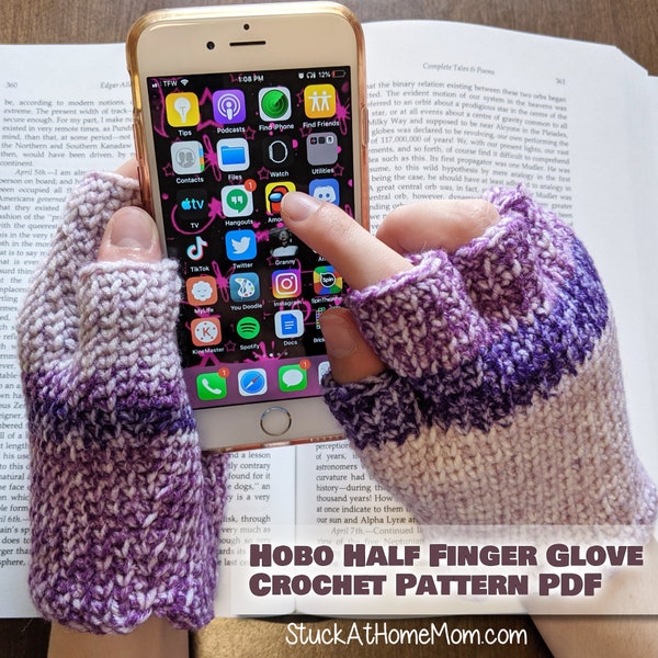 Super Easy Hobo Gloves Crochet PATTERN PDF / Half Finger Gloves Crochet PATTERN