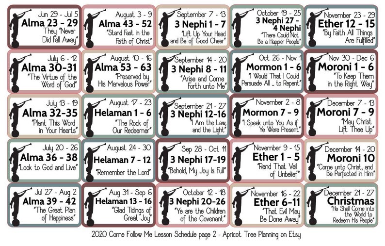 2020 Come Follow Me Lesson Schedule Calendar Stickers LDS | Etsy