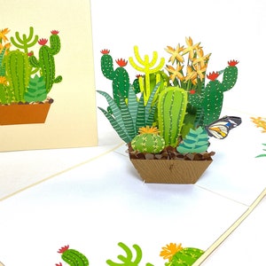 Cactus Flowers - 3D Pop Up Cactus Birthday Card - Cactus Get Well Card - Father's Day Card - Cactus Good Luck Card - Encouragement Card