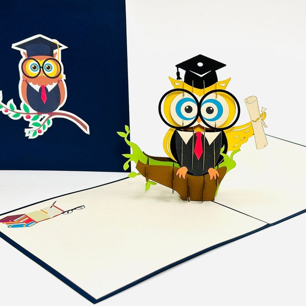 Graduation Owl - Funny Pop Up Graduation Card - Cute Graduation Card-Congratulations Card - Graduation Popup Card-Pop Up Encouragement Card