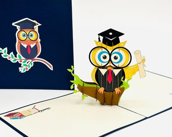 Graduation Owl - Funny Pop Up Graduation Card - Cute Graduation Card-Congratulations Card - Graduation Popup Card-Pop Up Encouragement Card