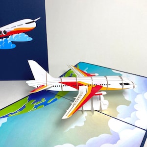 3D Airplane Birthday Pop Up Card - Father&#39;s Day Card - Father’s Day Gift - Personalized Birthday Card - Safe Trip Card -Pop Up Farewell Card