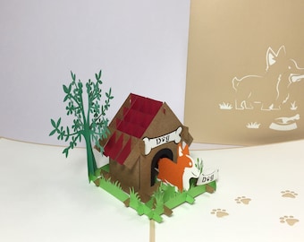 Dog House - Funny Pop Up Birthday Card - Cute Corgi Dog Birthday Card - Funny Kid's Birthday Card - Get Well Card - Congratulations Card