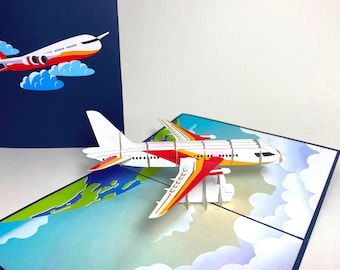 3D Airplane Birthday Pop Up Card - Father's Day Card - Father’s Day Gift - Personalized Birthday Card - Safe Trip Card -Pop Up Farewell Card