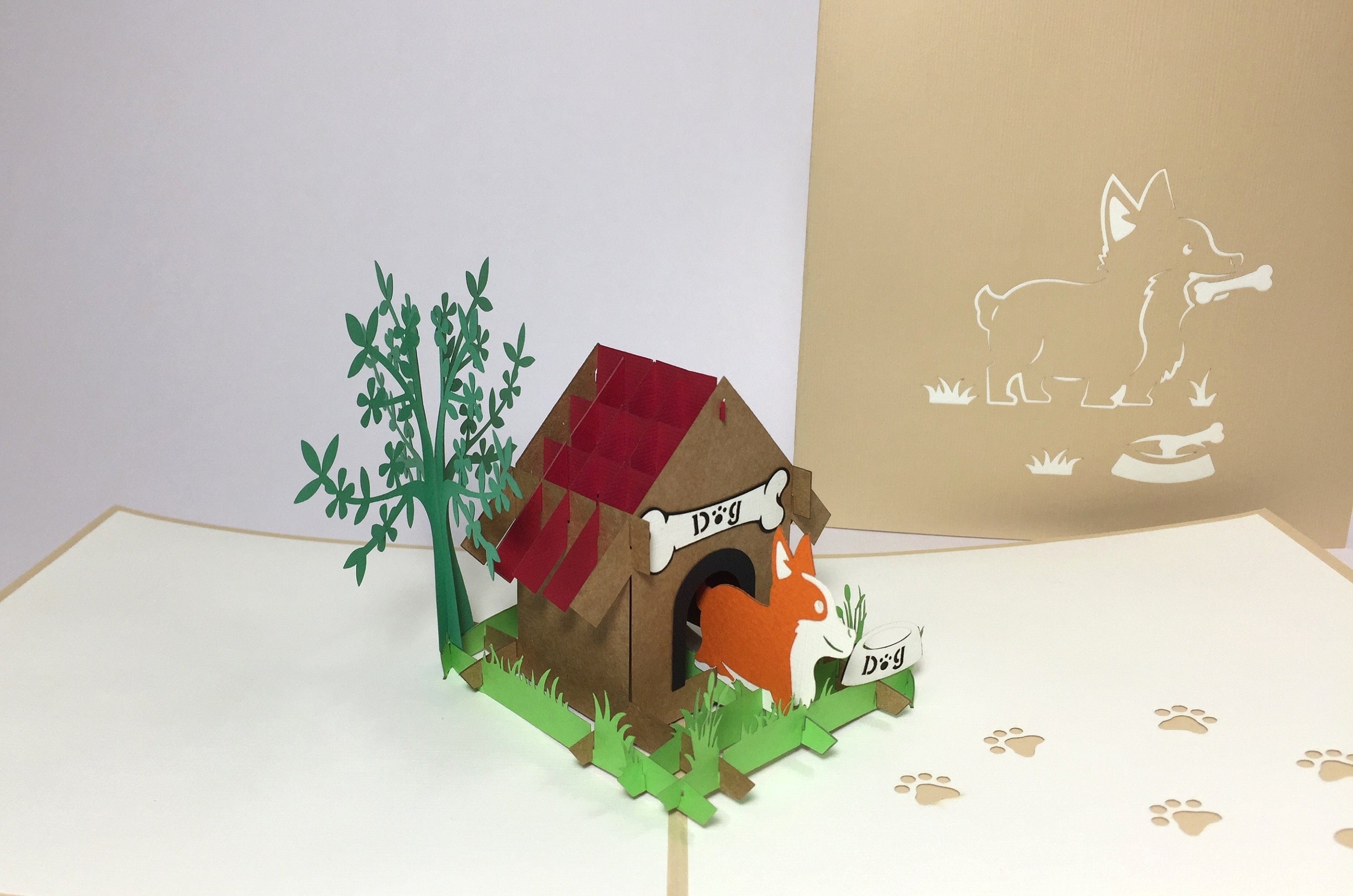 Pop Up Dog House - Funny Birthday Card - Cute Corgi Dog Birthday Card - Funny Kid’s Birthday Card - Get Well Card - Congratulations Card