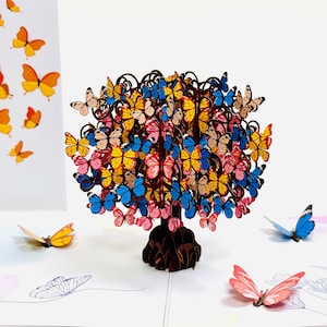 3D Butterfly Tree Pop Up Card Butterflies Pop Up Birthday Card Flower PopUp Card Wedding Gifts Butterfly Birthday Card Gifts for Mom Bild 1