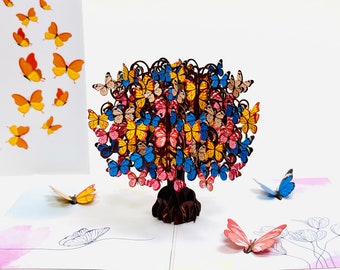 3D Butterfly Tree Pop Up Card - Butterflies Pop Up Birthday Card- Flower PopUp Card- Wedding Gifts - Butterfly Birthday Card - Gifts for Mom