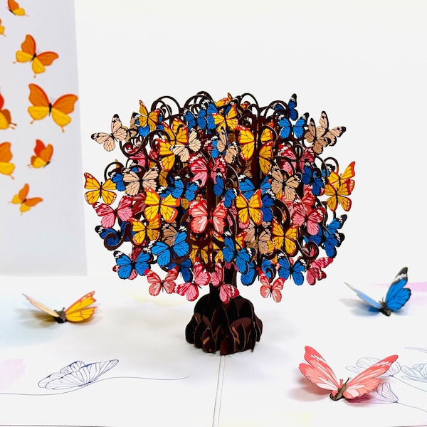 3D Butterfly Tree Pop-Up Card – Mother Day, Birthday, Wedding Gift