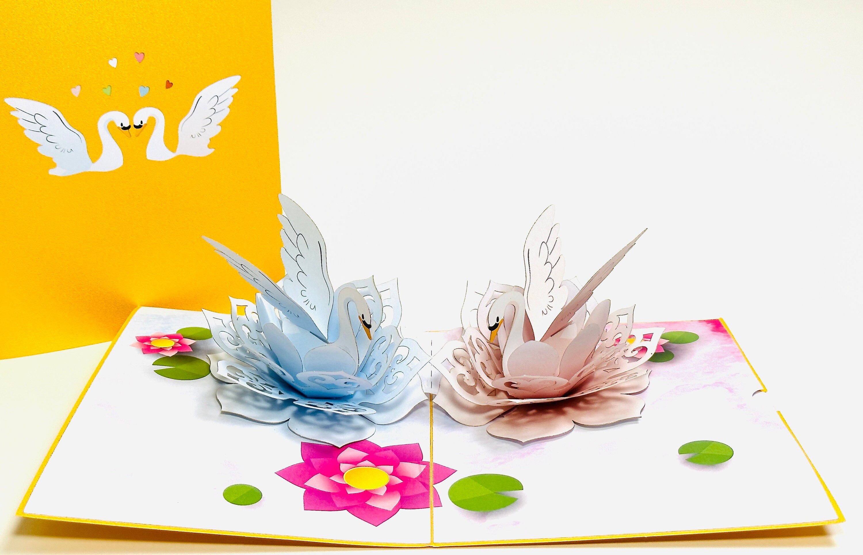 3D Swan Couple Card – Anniversary, Wedding, Valentine’s Day