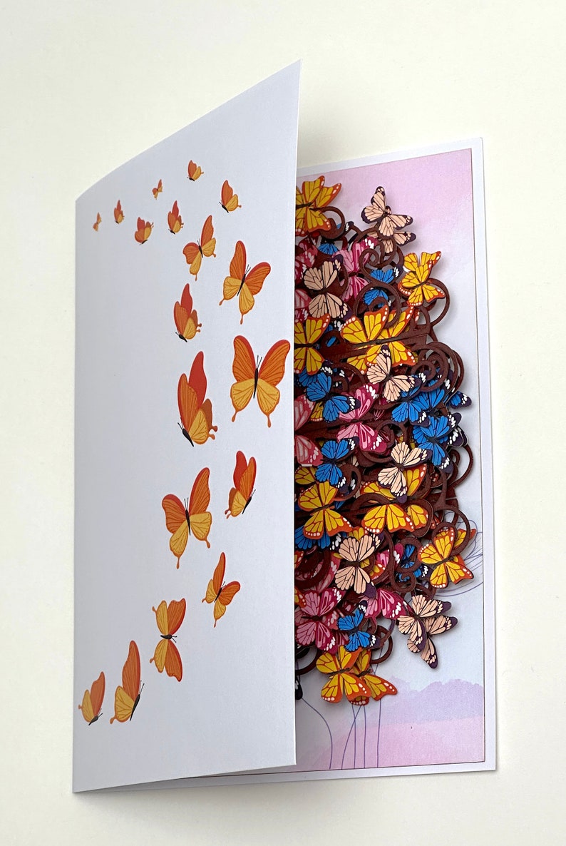 3D Butterfly Tree Pop Up Card Butterflies Pop Up Birthday Card Flower PopUp Card Wedding Gifts Butterfly Birthday Card Gifts for Mom Bild 4