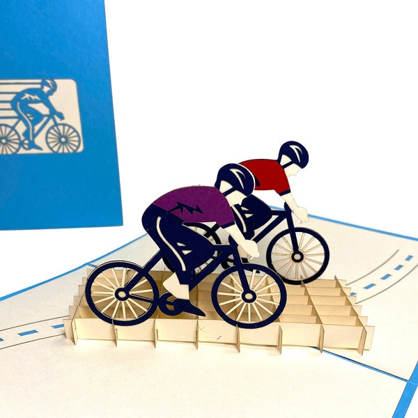 Cyclists Pop Up Birthday Card- Bicycle Birthday Card-Riding Bicycle 3D Card-Bike Congratulation Card - Father's Day Card - Father’s Day gift