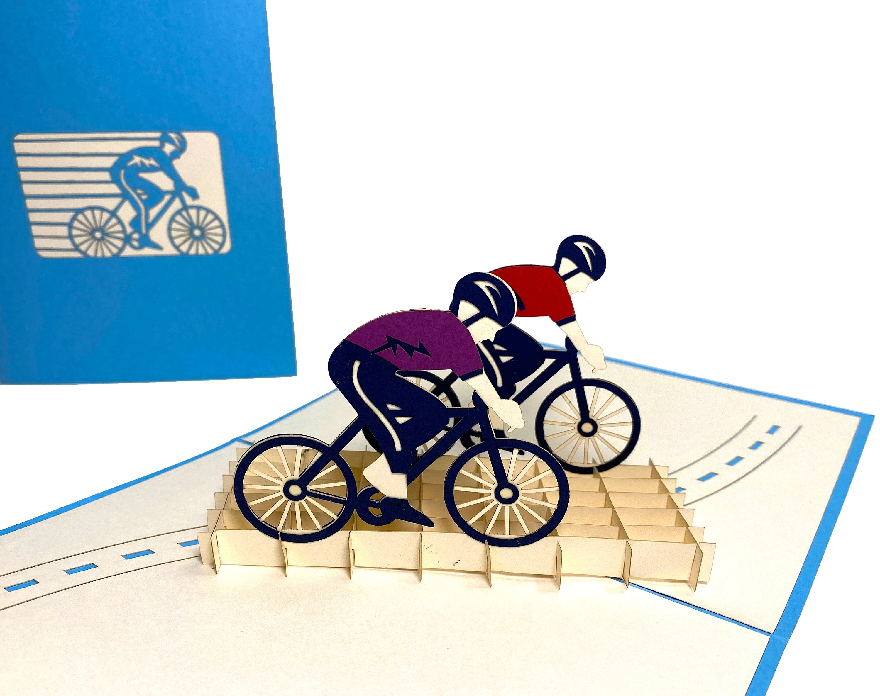 Cyclists Pop Up Birthday Card- Bicycle Birthday Card-Riding Bicycle 3D Card-Bike Congratulation Card - Father’s Day Card - Father’s Day gift