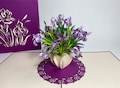 3D Purple Iris Vase Pop-Up Card | Mother's Day Floral Gift | Pop Up Floral Thank You Card | Gifts for mom | Birthday Card