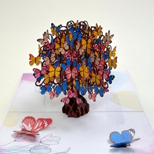 3D Butterfly Tree Pop Up Card Butterflies Pop Up Birthday Card Flower PopUp Card Wedding Gifts Butterfly Birthday Card Gifts for Mom Bild 8