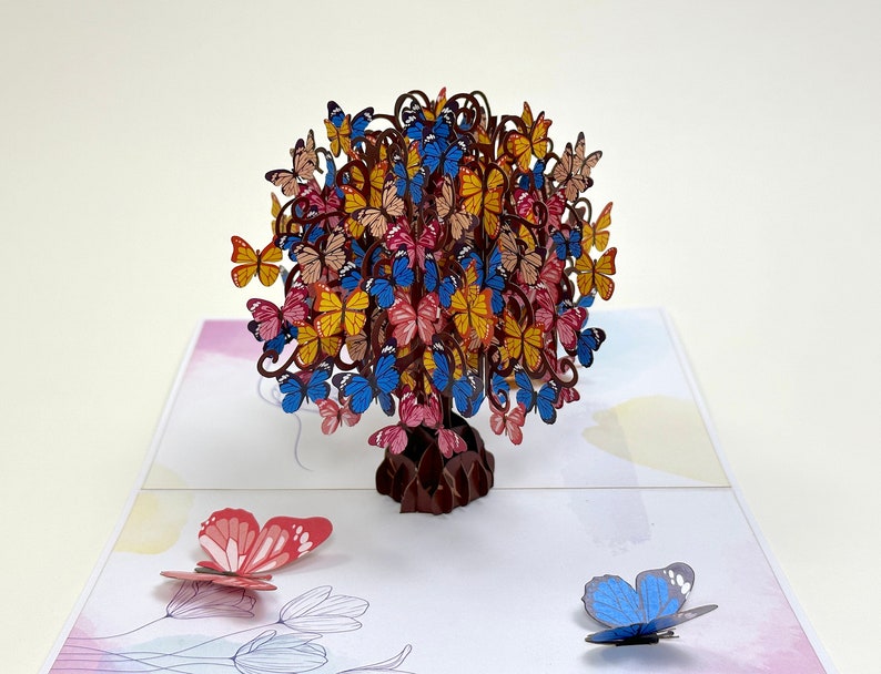 3D Butterfly Tree Pop Up Card Butterflies Pop Up Birthday Card Flower PopUp Card Wedding Gifts Butterfly Birthday Card Gifts for Mom Bild 8