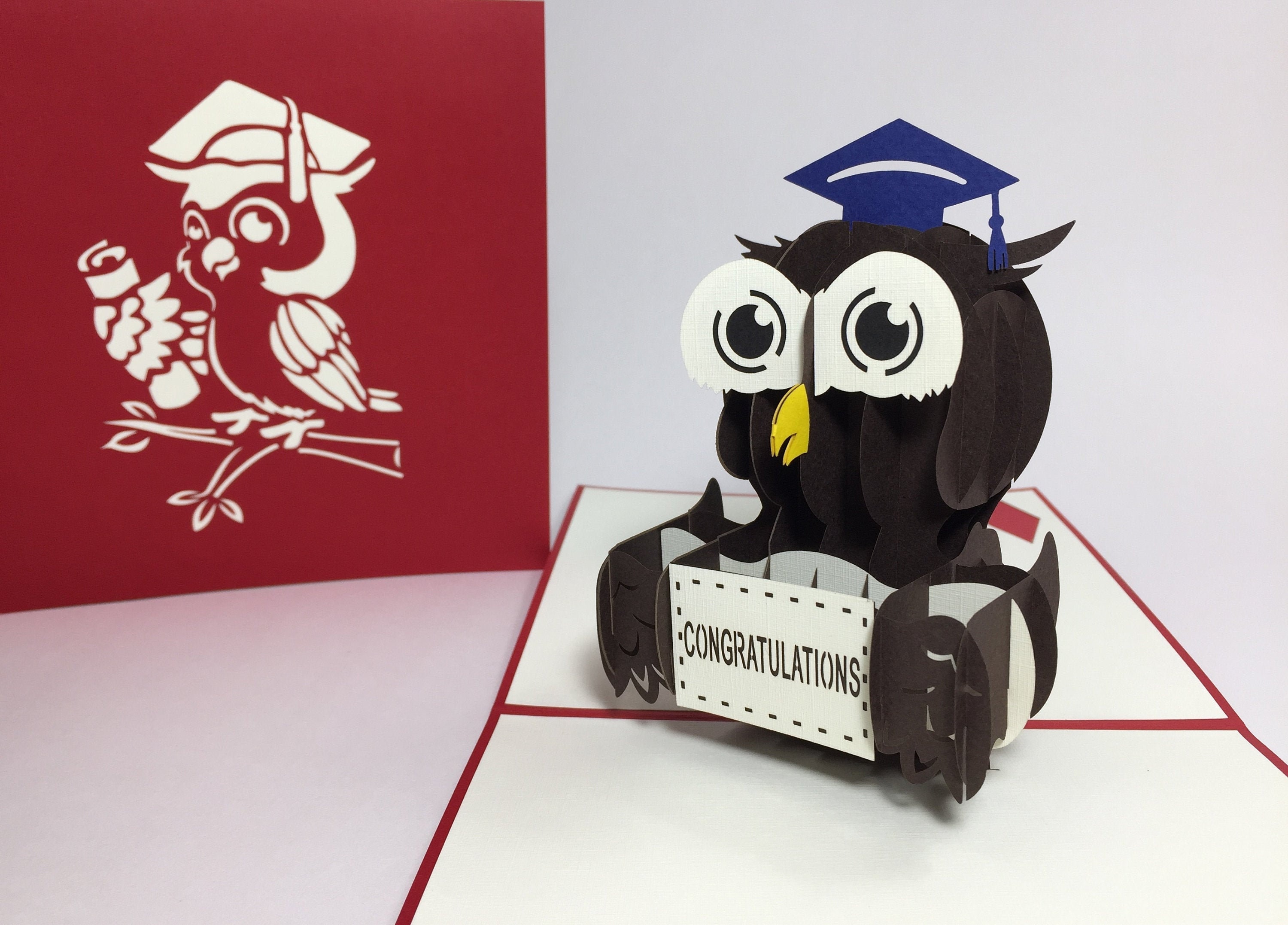 Cute Graduation Owl - Funny Pop Up Graduation Card - Graduation Card-Congratulations Card - Graduation Popup Card-Pop Up Encouragement Card