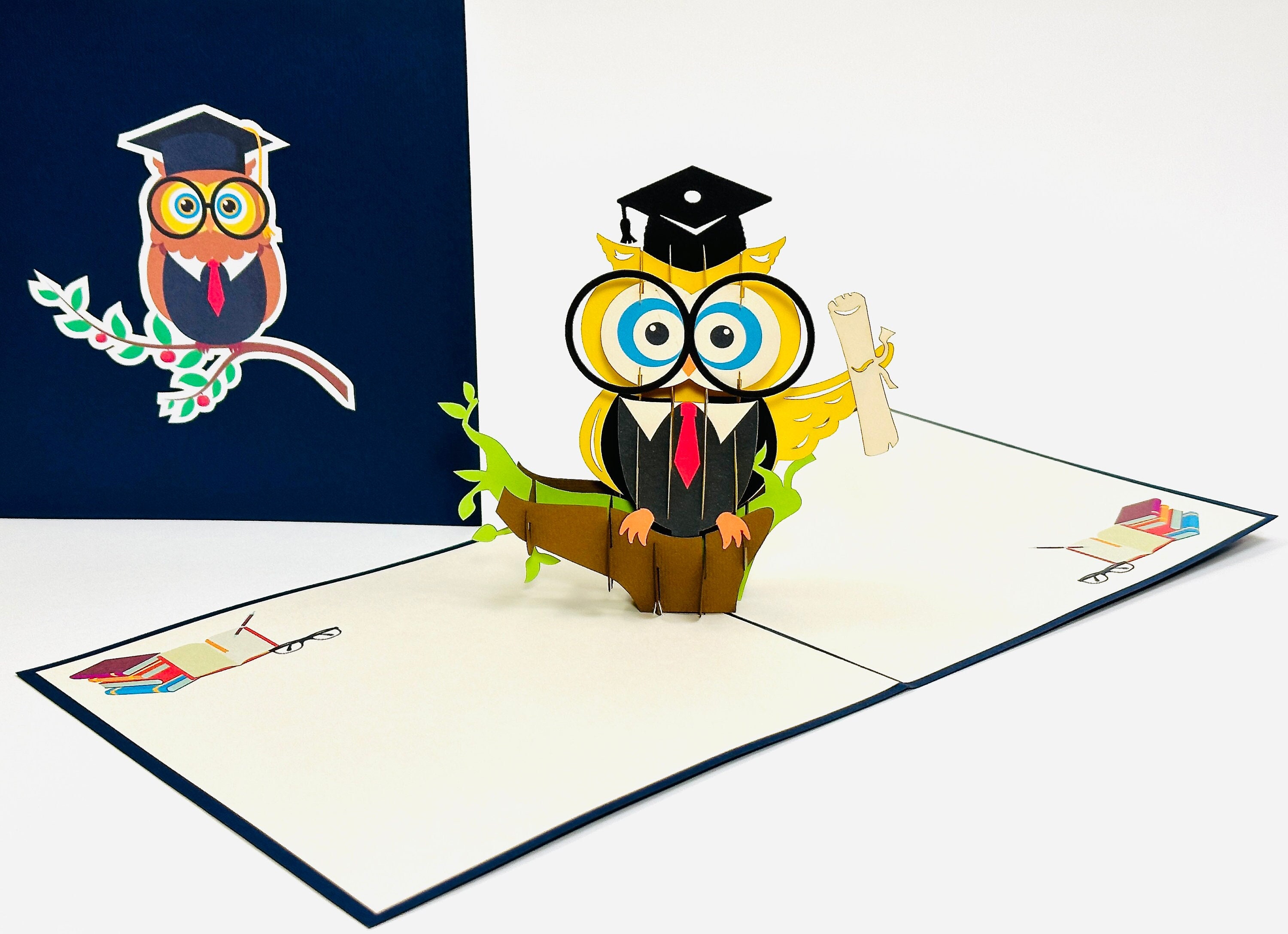 Graduation Owl - Funny Pop Up Graduation Card - Cute Graduation Card-Congratulations Card - Graduation Popup Card-Pop Up Encouragement Card