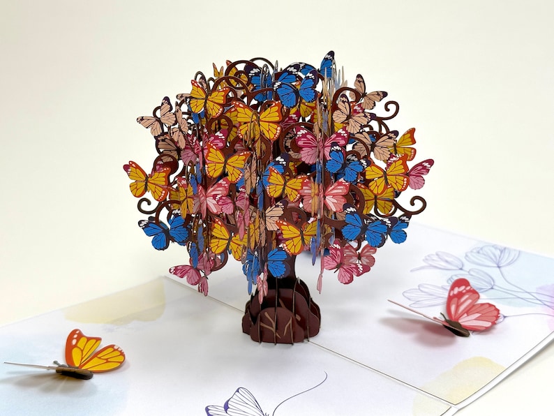 3D Butterfly Tree Pop Up Card Butterflies Pop Up Birthday Card Flower PopUp Card Wedding Gifts Butterfly Birthday Card Gifts for Mom image 3