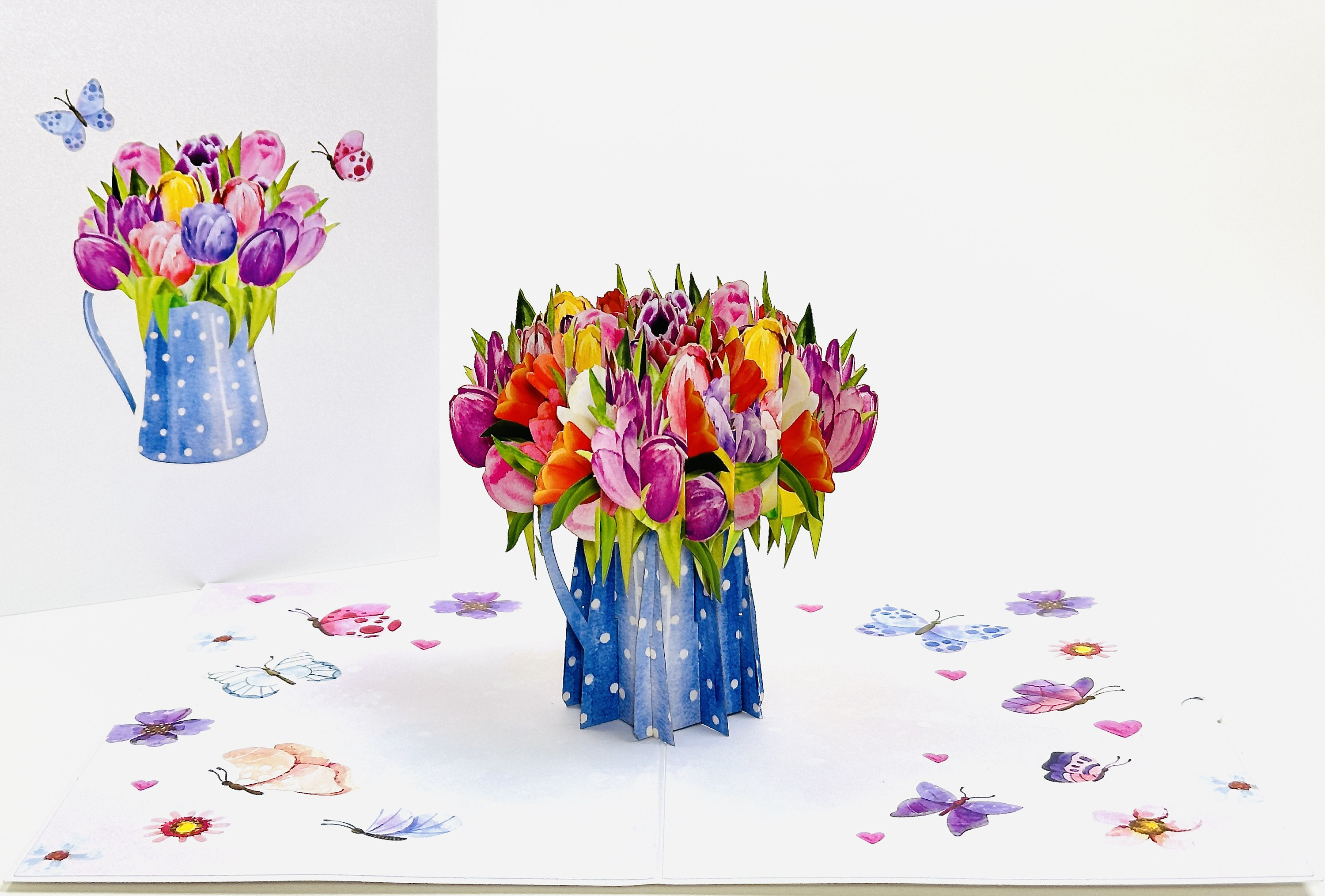 3D Tulip Vase - Flower Jug Pop Up Birthday Card - Mother’s Day Card - Valentines Day Pop Up Card - Tulips Get Well Card - Good Luck Card