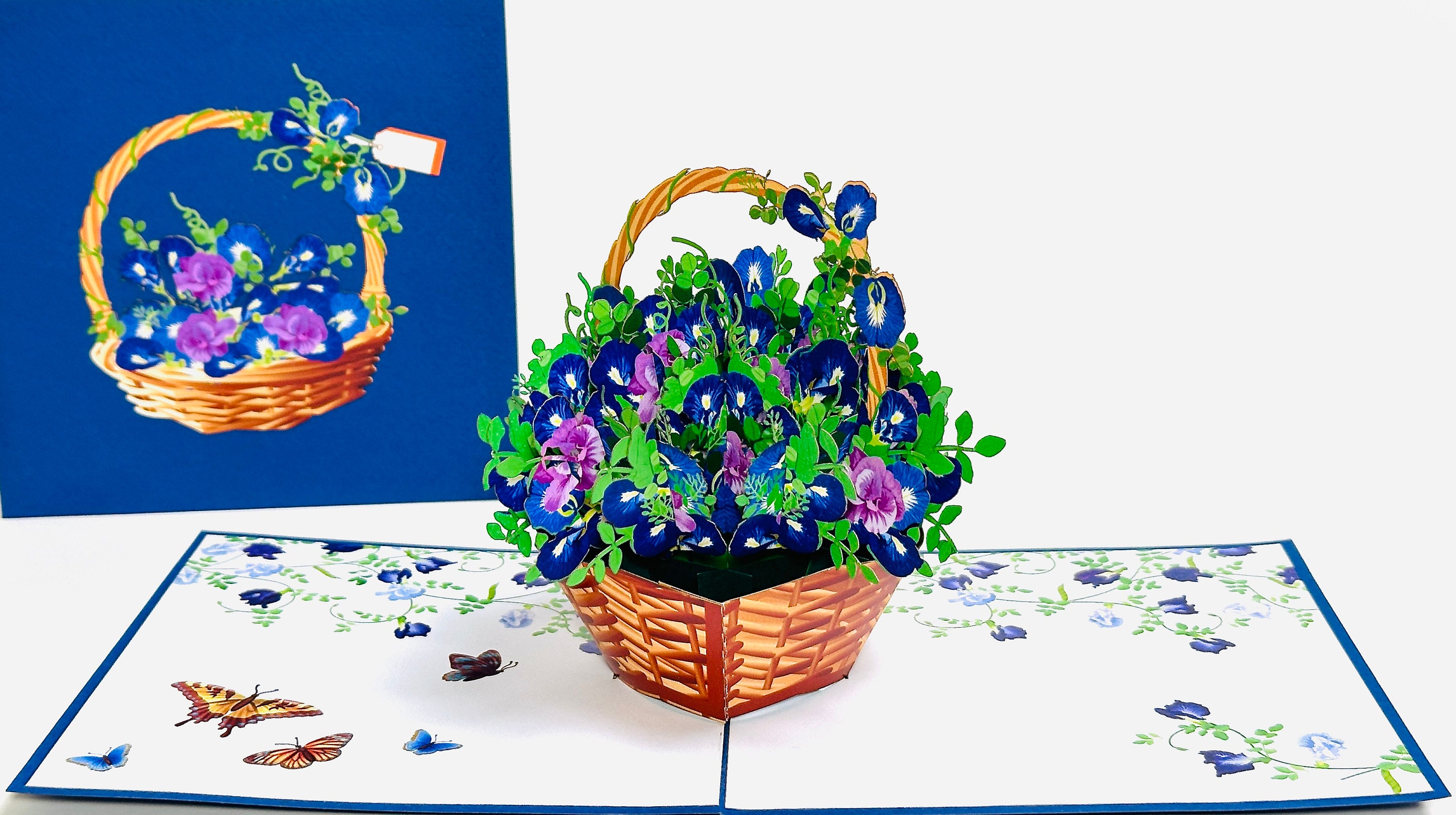 Butterfly Pea Flower - Pop Up Mother’s Day Card - 3D Blue Flower Birthday Card - Pop Up Floral Thank You Card - Gifts for mom- Birthday Card