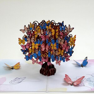 3D Butterfly Tree Pop Up Card Butterflies Pop Up Birthday Card Flower PopUp Card Wedding Gifts Butterfly Birthday Card Gifts for Mom Bild 9