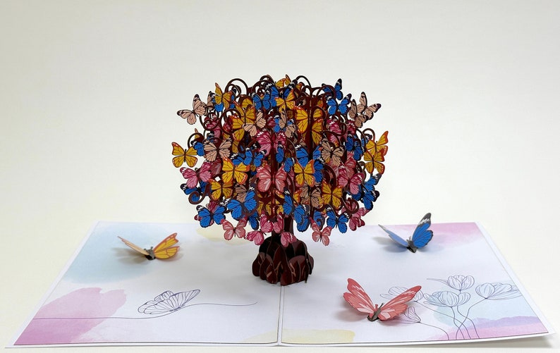 3D Butterfly Tree Pop Up Card Butterflies Pop Up Birthday Card Flower PopUp Card Wedding Gifts Butterfly Birthday Card Gifts for Mom Bild 9