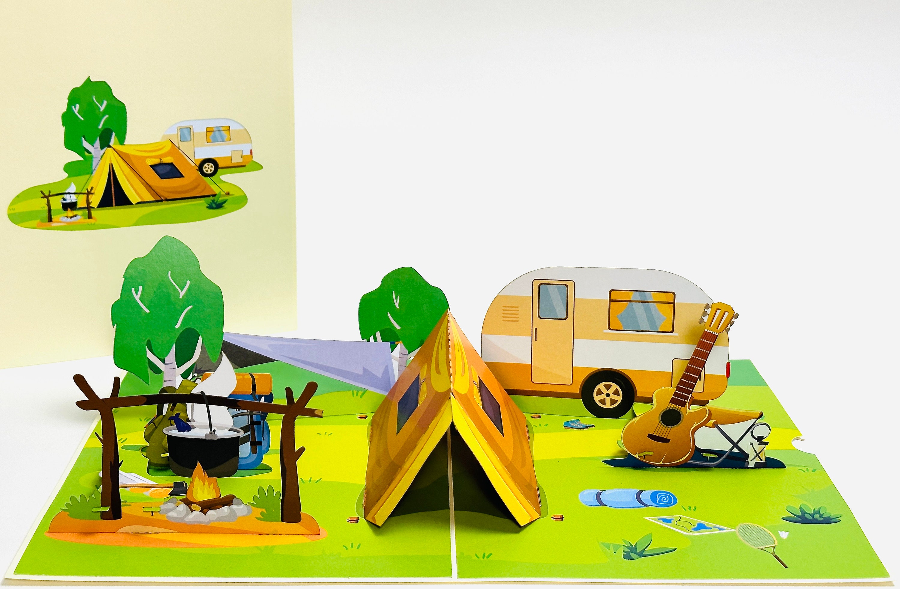 3D Camping Birthday Card- Camping RV Pop Up Card- Recreation Card- Mother’s Day Card- Father’s Day Card- Get Well Card-Have A Good Trip Card