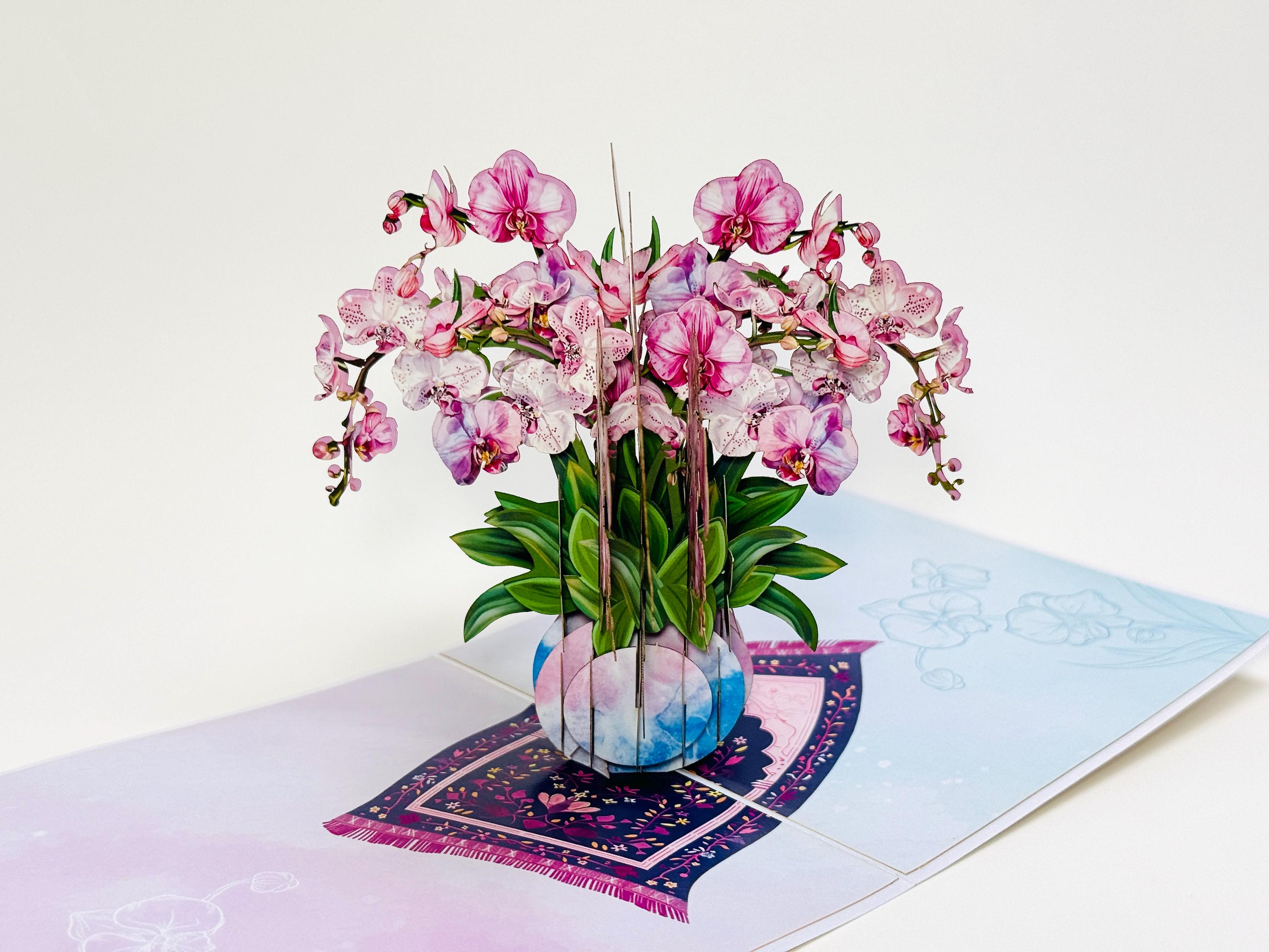 Orchid Vase - Pop Up Mother’s Day Card - 3D Purple Flower Birthday Card - Pop Up Floral Thank You Card - Gifts for mom - Birthday Card