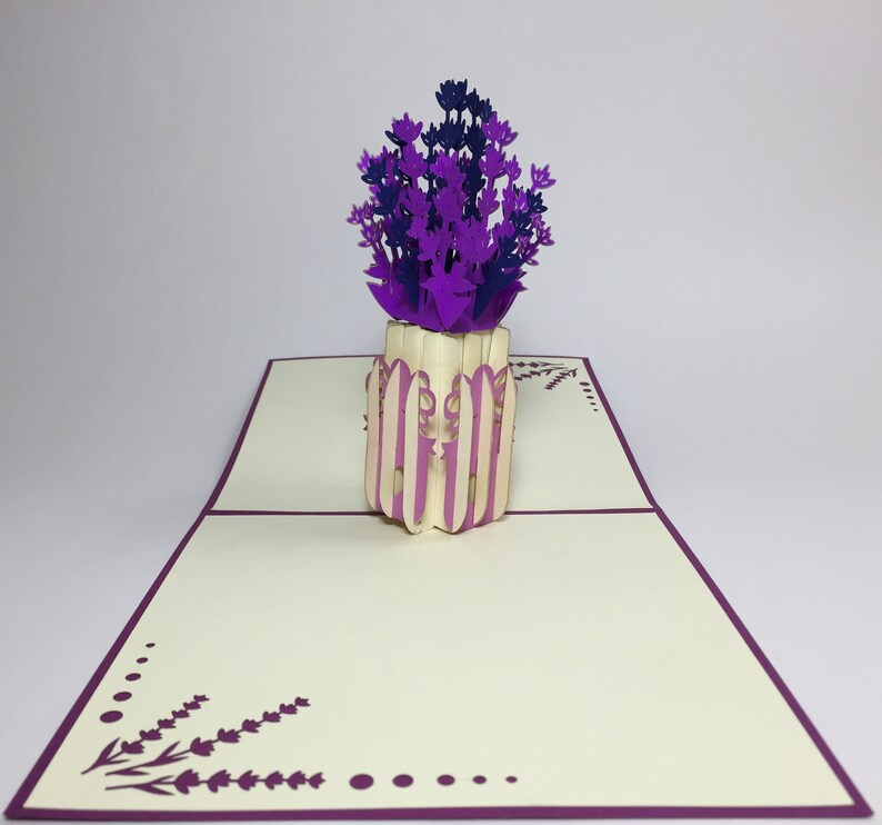 3D Pop Up Flower Birthday Card Mother/'s Day Card Lavender Flowers Mom Birthday Card Flower Good Luck Card Floral Thank You Card
