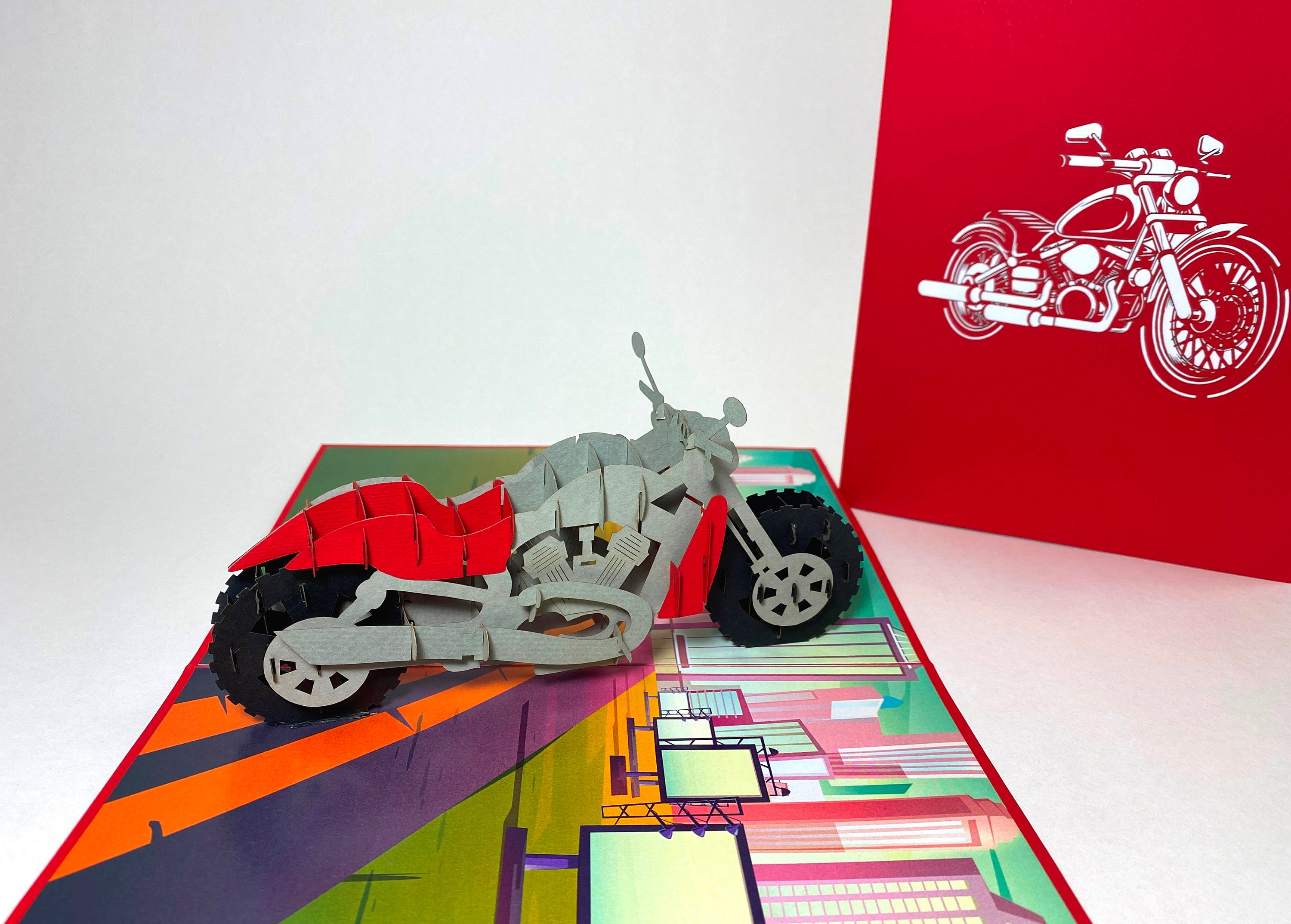 3D Motorcycle Pop-Up Card - Suitable for Birthday, Valentine’s Day, Father’s Day, Christmas, Thank You, Get Well, Congratulations